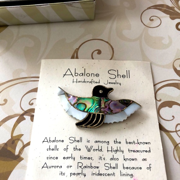Abalone Shell Handcrafted Beautiful Bird Pin. - Picture 1 of 5
